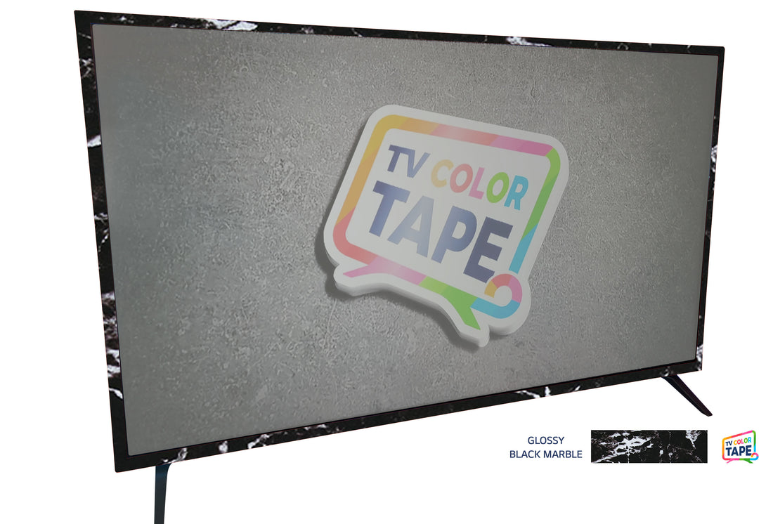 TV Color Tape® customizable glossy black marble vinyl wrap for sony lg samsung frame bezel 65 55 50 43 42 32
