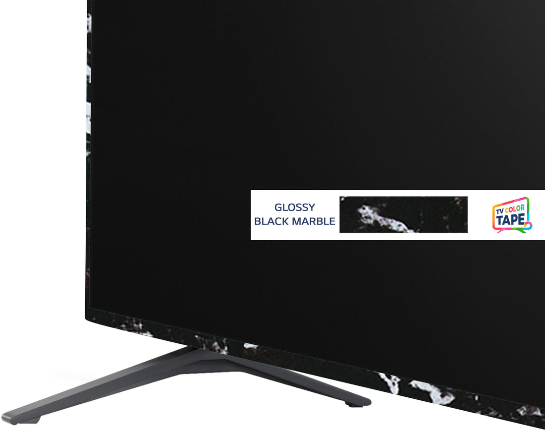 TV Color Tape® customizable glossy black marble vinyl wrap for sony lg samsung frame bezel 65 55 50 43 42 32